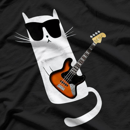 Bass Guitar Cat In Sunglasses Groovy Music Enthusiast T-Shirt