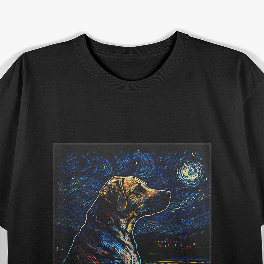 Surreal Black Mouth Cur Dog Night Scene T-Shirt