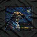 Surreal Black Mouth Cur Dog Night Scene T-Shirt