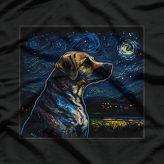 Surreal Black Mouth Cur Dog Night Scene T-Shirt