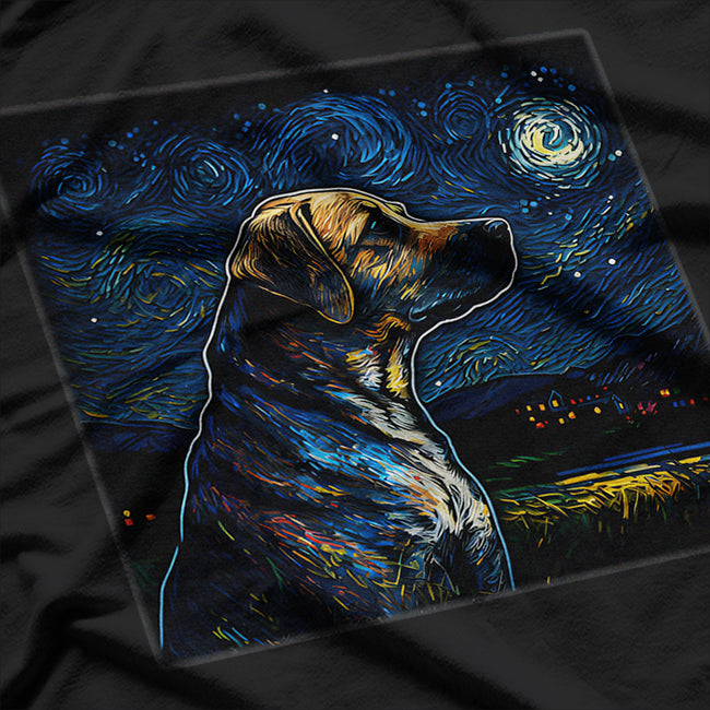 Surreal Black Mouth Cur Dog Night Scene T-Shirt