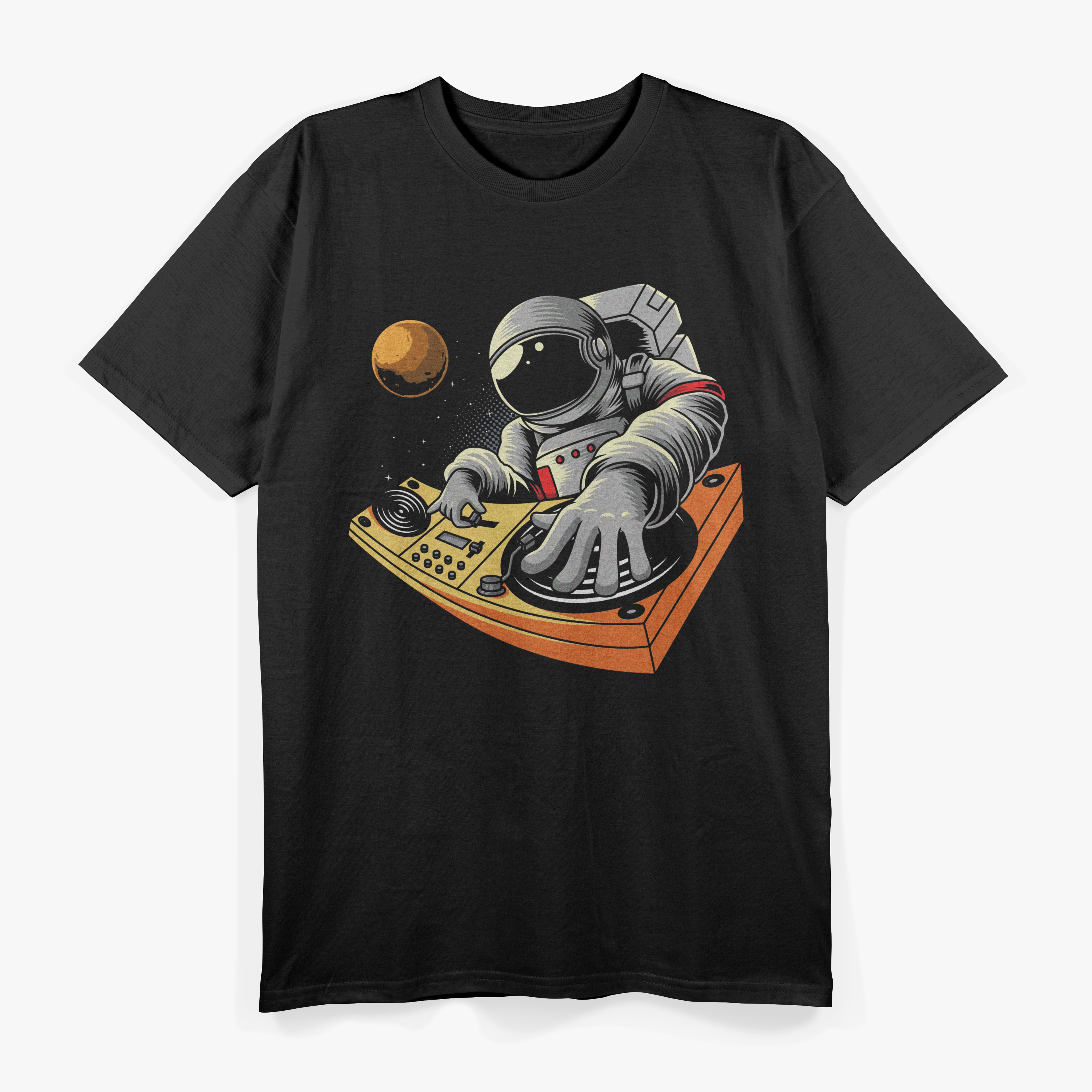Astronaut Playing Dj in Space Planets Moon Stars Astronaut T-Shirt