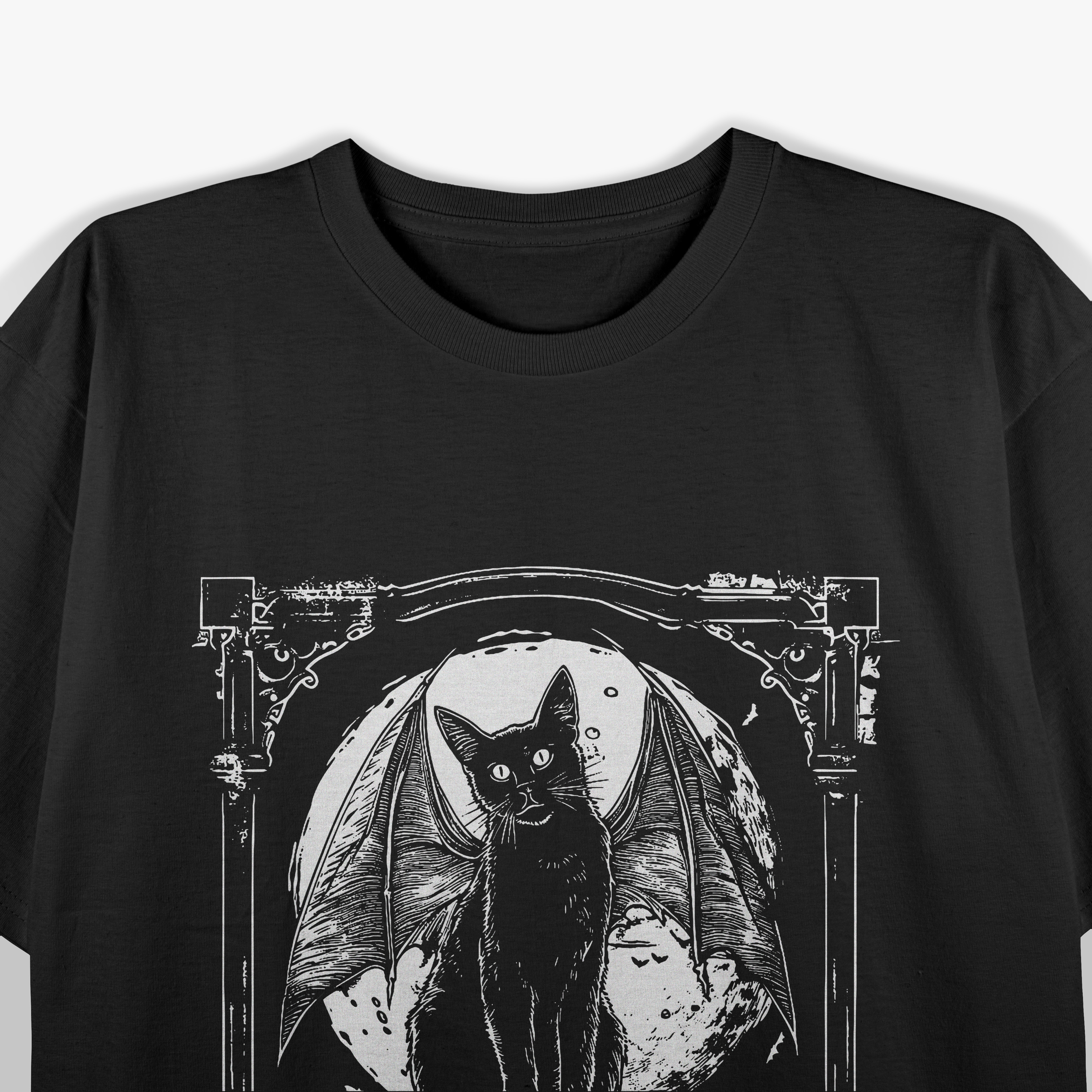 Bat Cat Skull Occult Unholy Goth Metal Mystical Supernatural T-Shirt