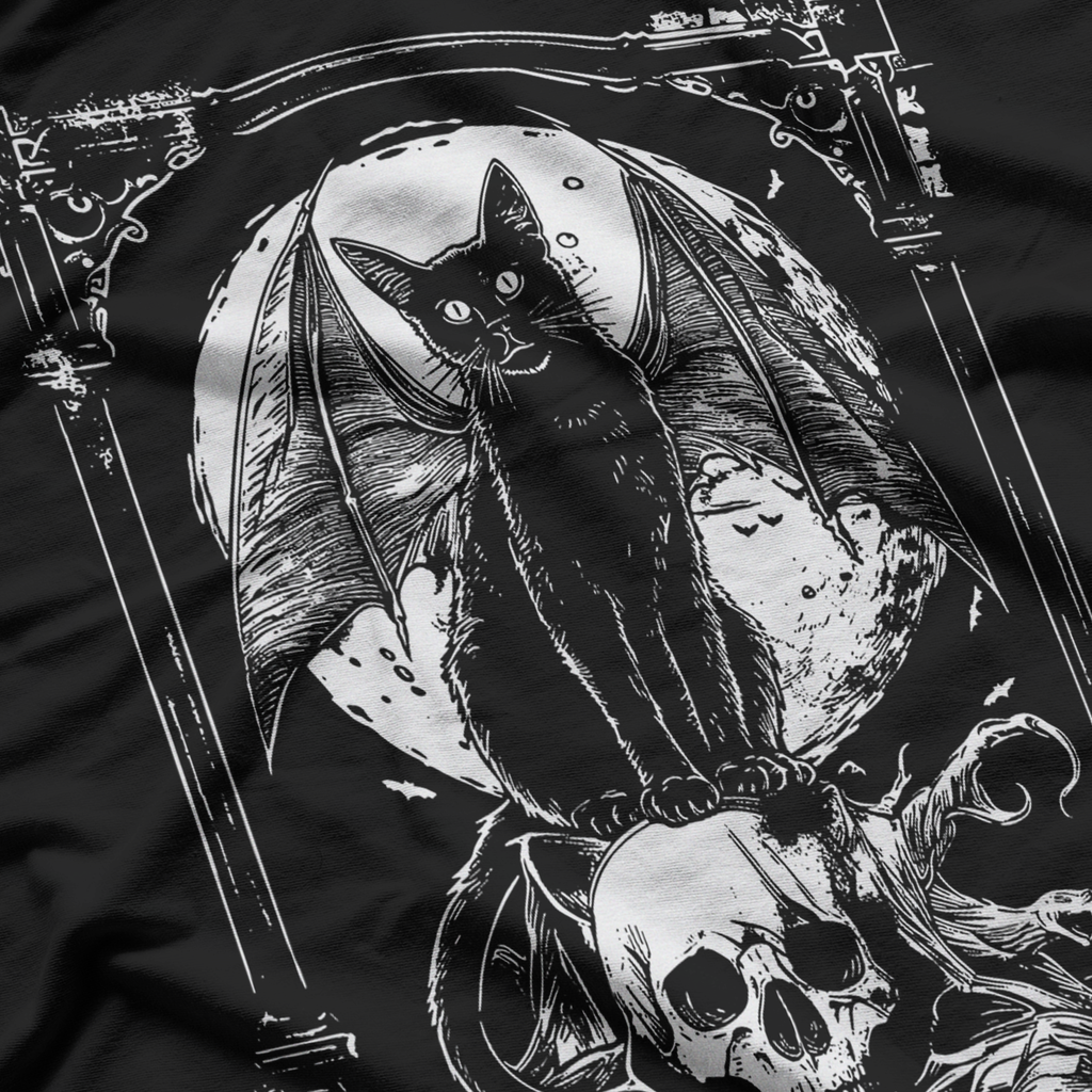 Bat Cat Skull Occult Unholy Goth Metal Mystical Supernatural T-Shirt