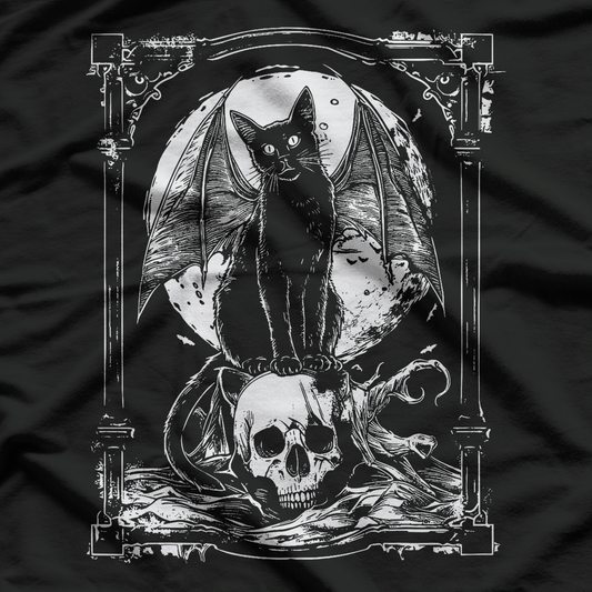 Bat Cat Skull Occult Unholy Goth Metal Mystical Supernatural T-Shirt