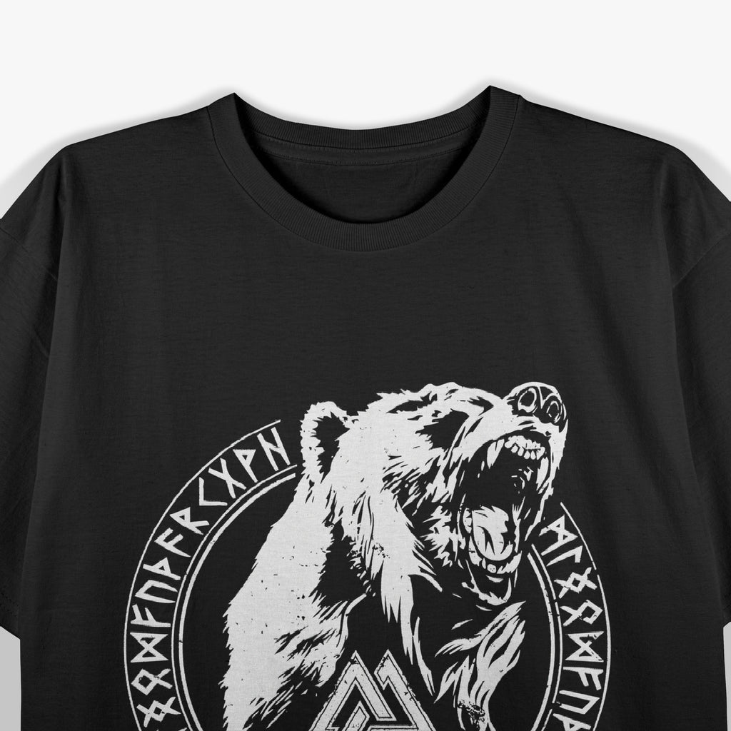 Berserker Bear Warrior Odin Runes Valknut Symbol T-Shirt