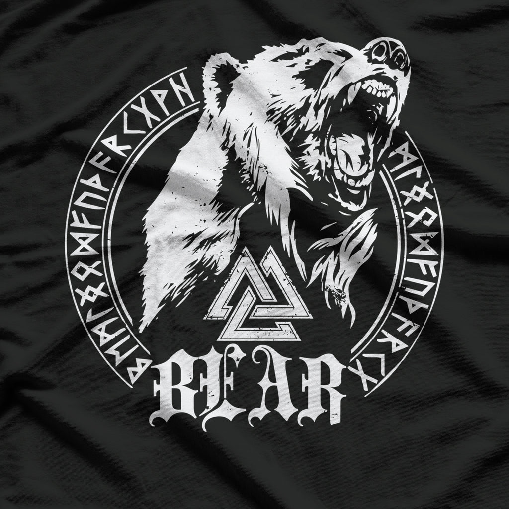 Berserker Bear Warrior Odin Runes Valknut Symbol T-Shirt