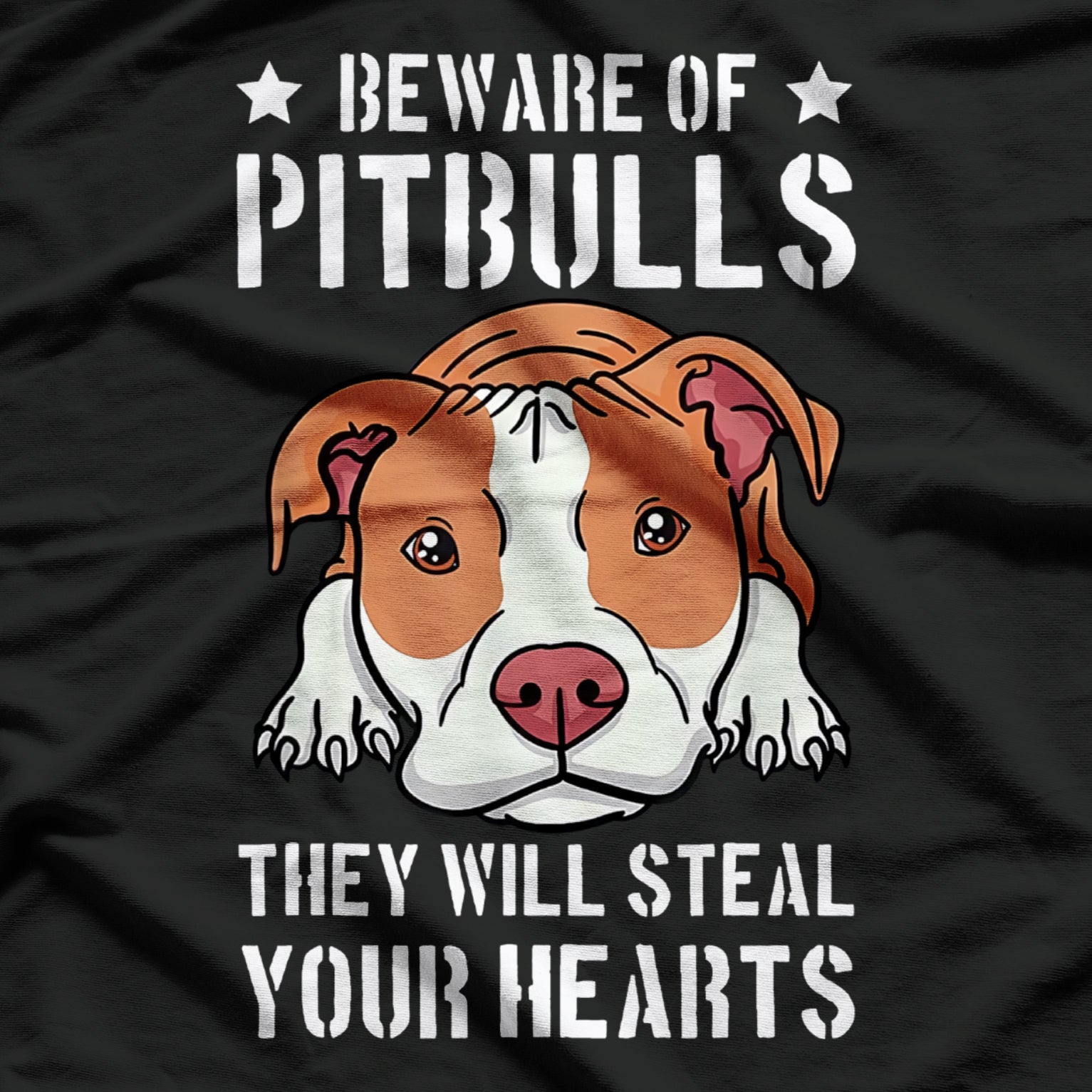 Beware of Pit Bulls They Will Steal Your Heart Funny Dogs T-Shirt