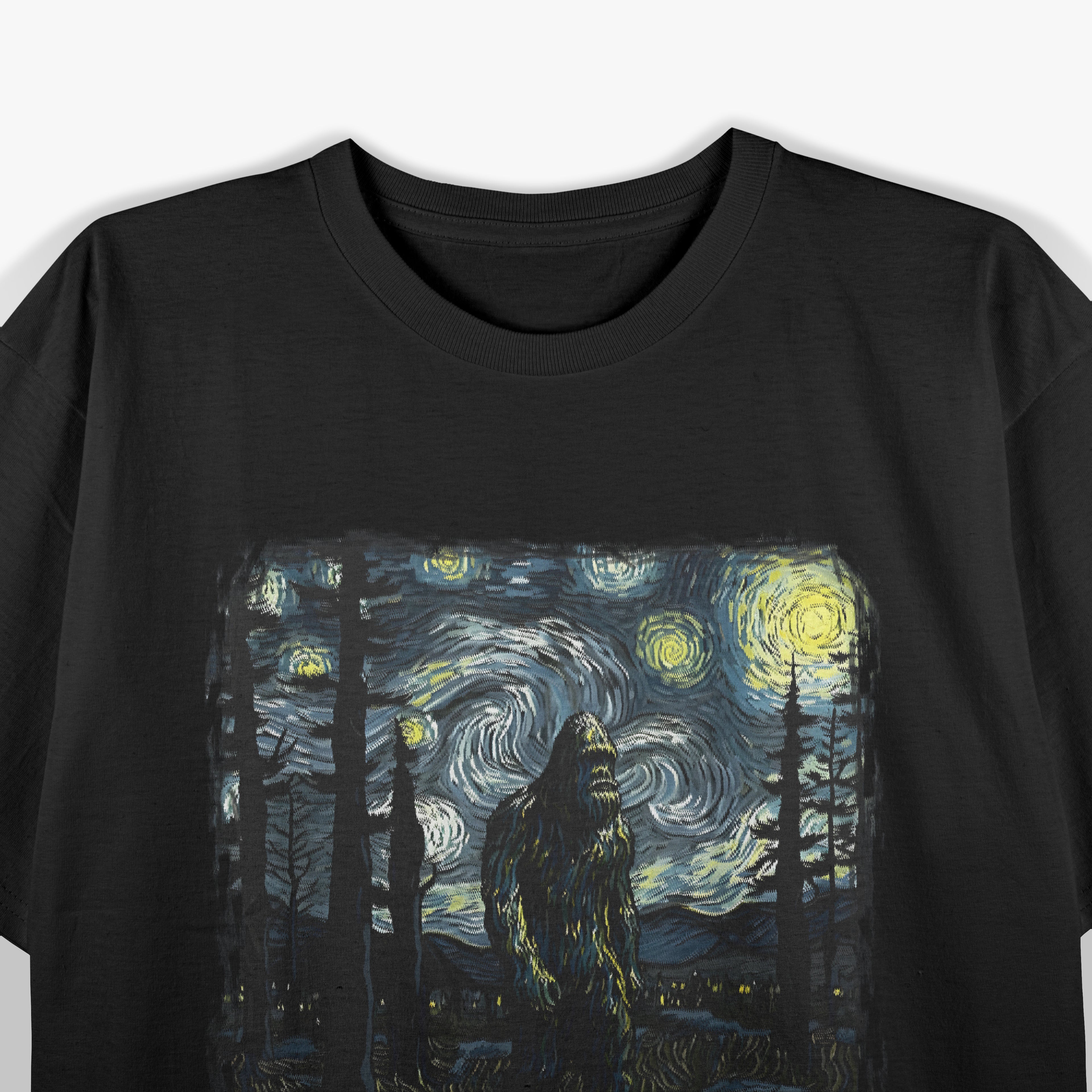 Bigfoot Starry Night – Sasquatch Meets Van Gogh T-Shirt