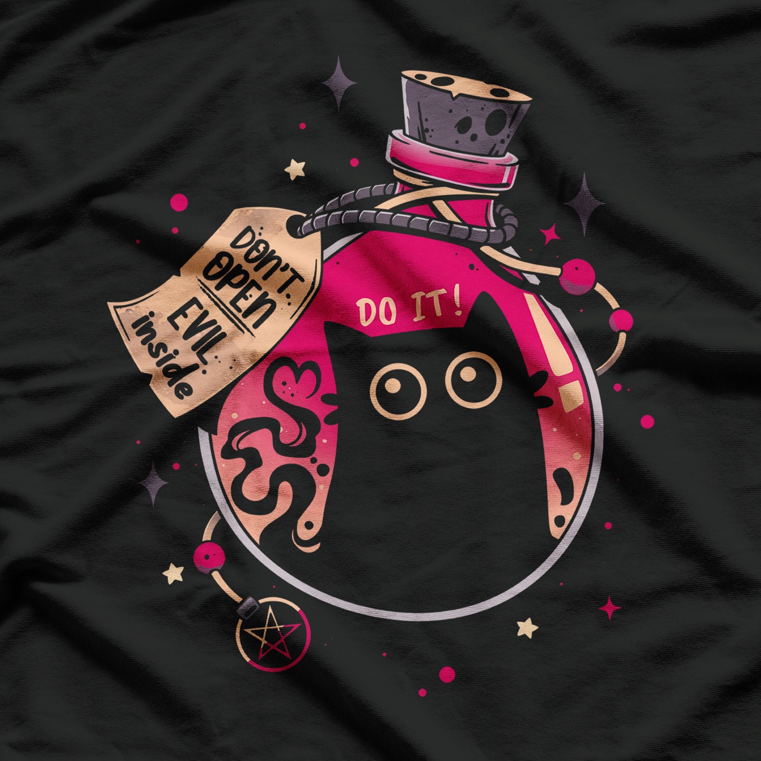 Bottled Menace - Evil Black Cat T-Shirt