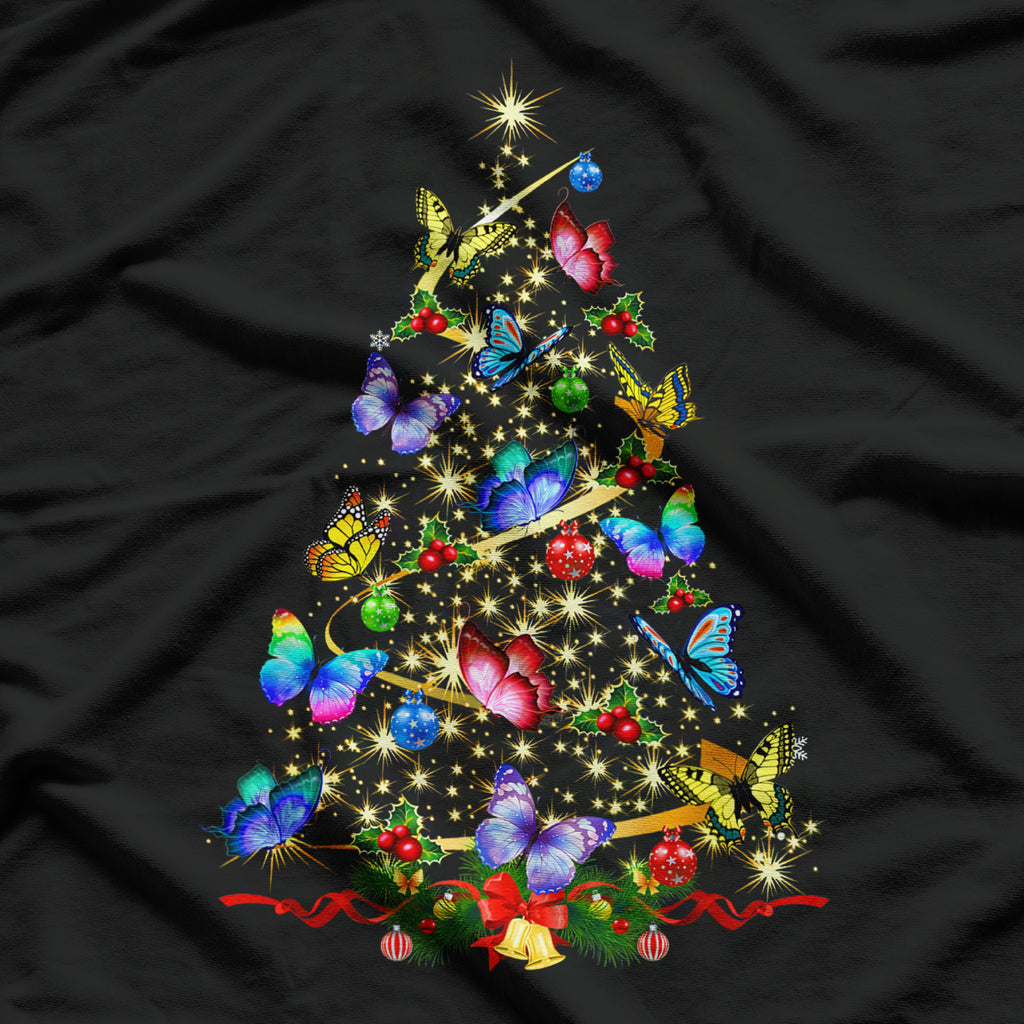 Butterfly Christmas Tree Lights Girl Women Cute Butterfly T-Shirt