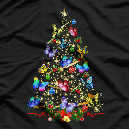 Butterfly Christmas Tree Lights Girl Women Cute Butterfly T-Shirt