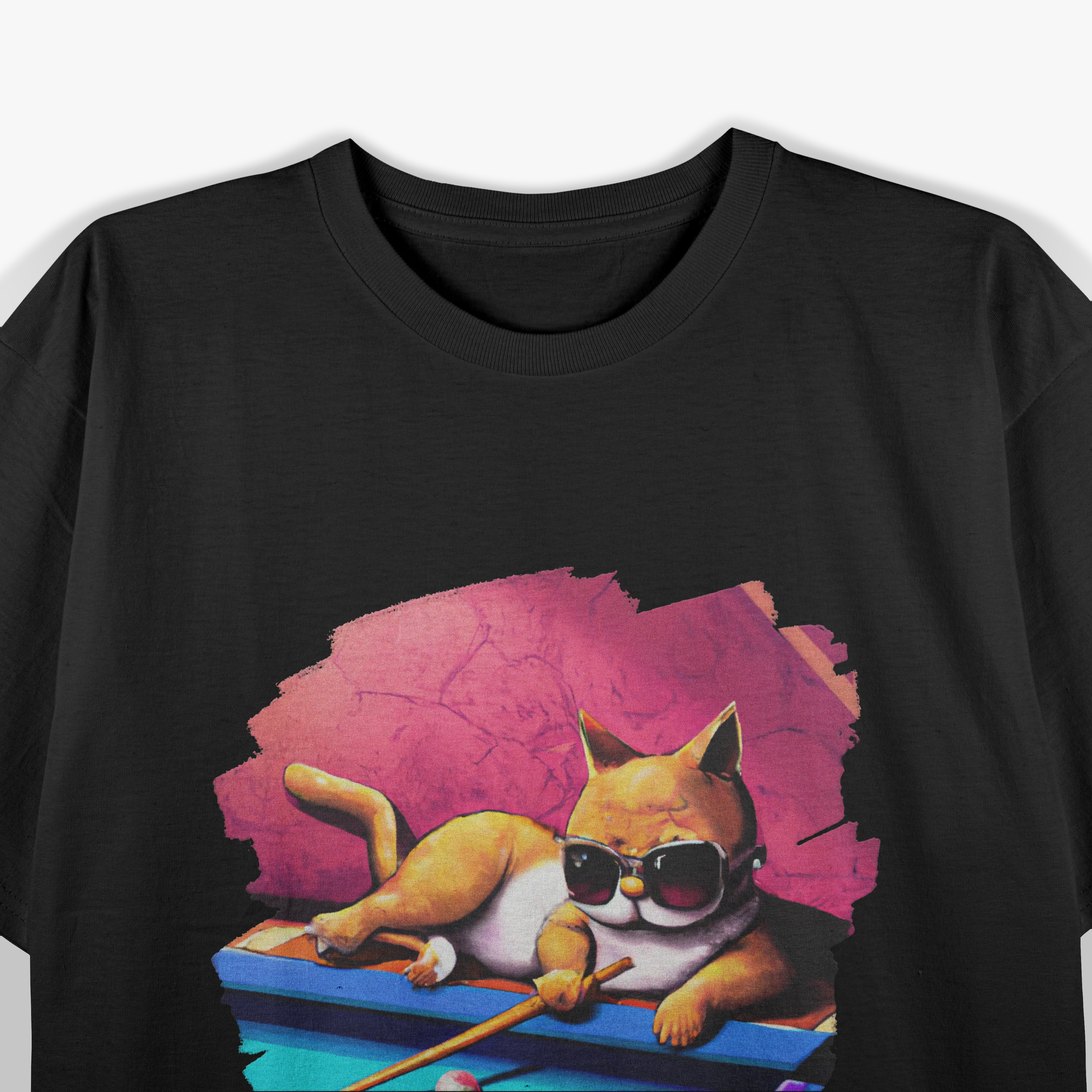Cat Playing Pool Billiards in Lounge Cool Funny Cats T-Shirt