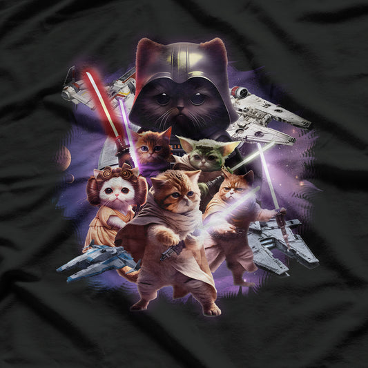 Cat Warrior Epic Galaxy Battle, Sci-fi Space T-Shirt