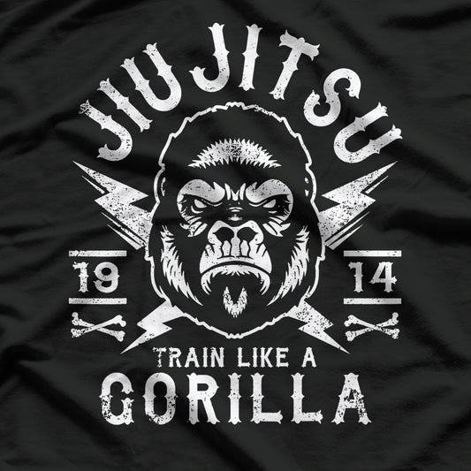 Cool BJJ Distressed Vintage Brazilian Jiu Jitsu Gorilla T-Shirt