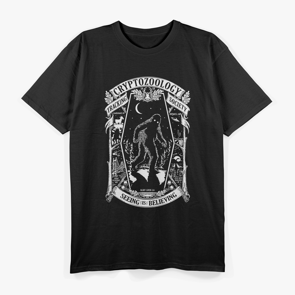 Cryptozoology Monster Trackers Emblem Mothman T Shirt
