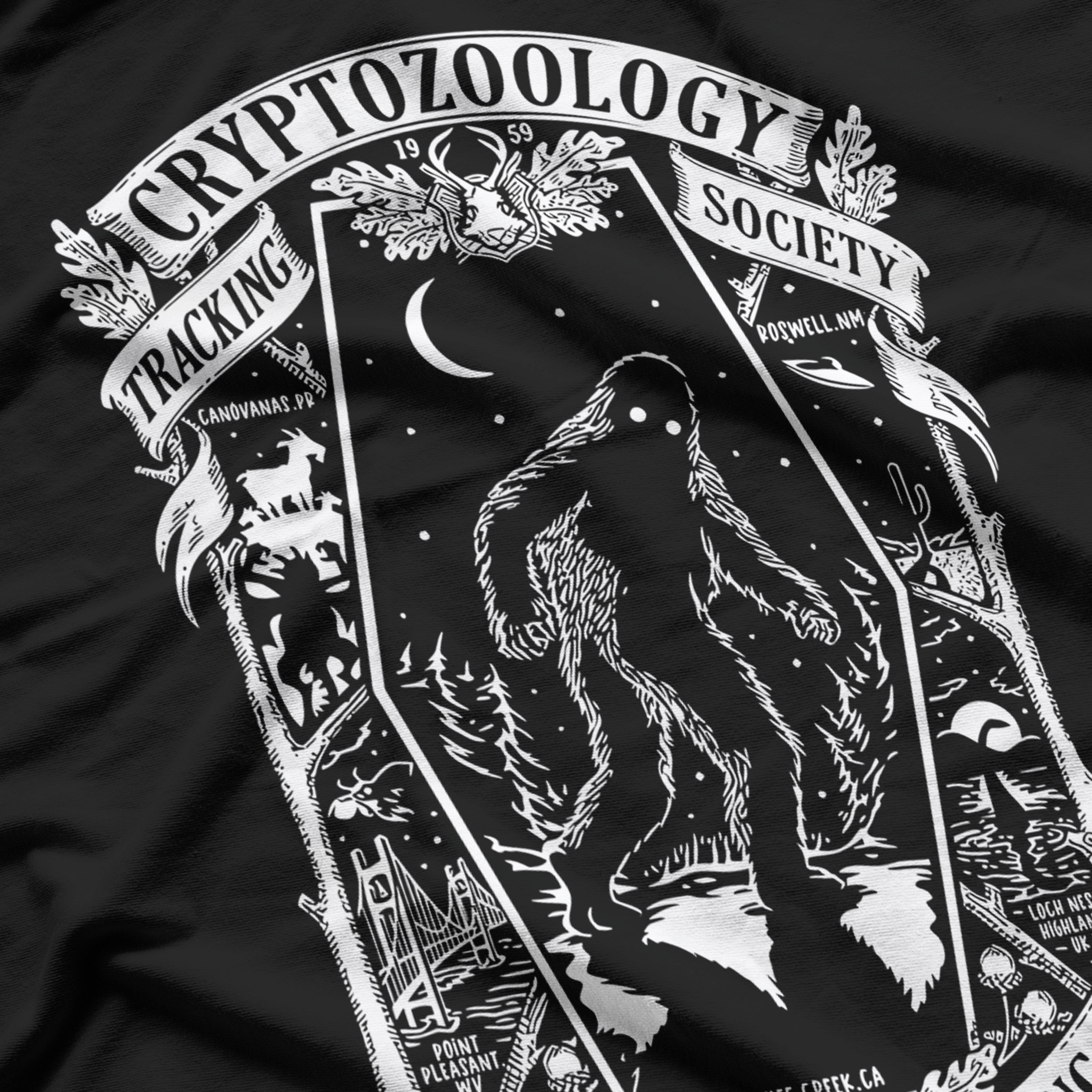 Cryptozoology Monster Trackers Emblem Mothman T Shirt