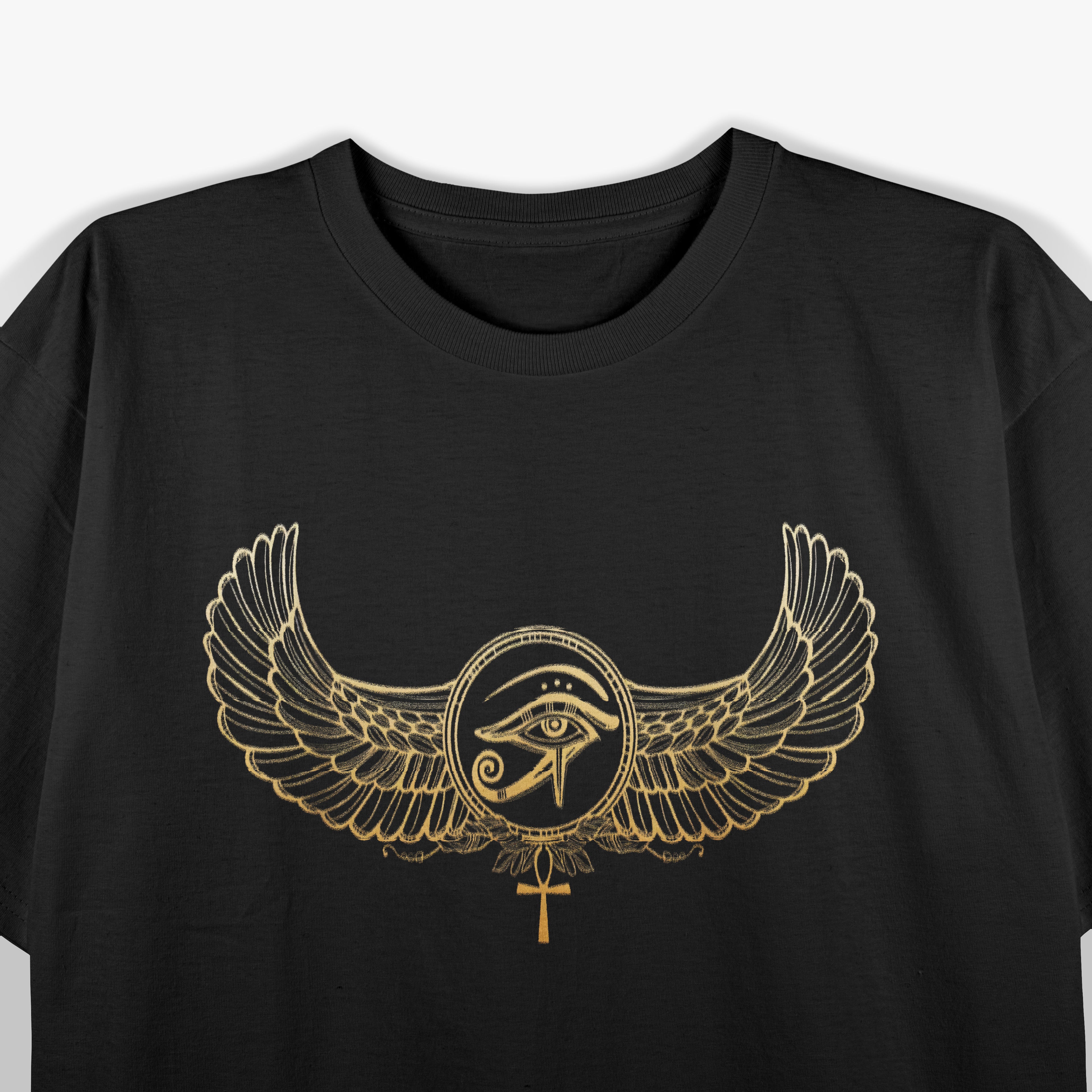 Egyptian Eye of Ra Sun Ankh & Wings Symbolism T-Shirt