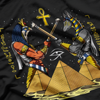 Egyptian God Anubis Horus Ancient Pyramids Ankh Hieroglyphs T-Shirt