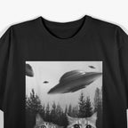 Funny Duo Cats Sci-fi Paws and UFOs Alien Invasion T-Shirt