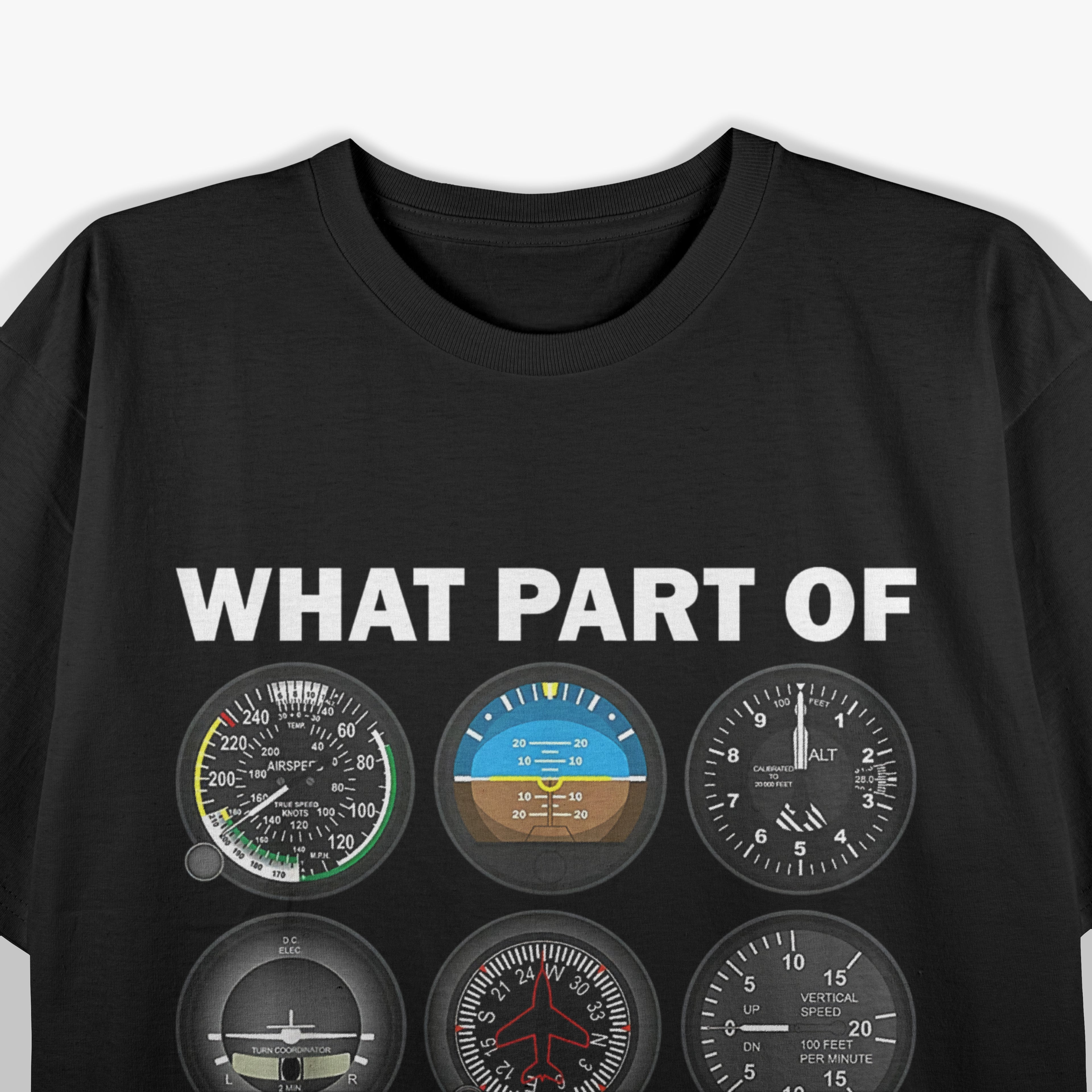Funny Pilot Art, Aviation Airline Pilot Instruments T-Shirt