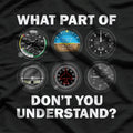 Funny Pilot Art, Aviation Airline Pilot Instruments T-Shirt