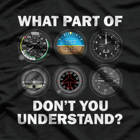 Funny Pilot Art, Aviation Airline Pilot Instruments T-Shirt
