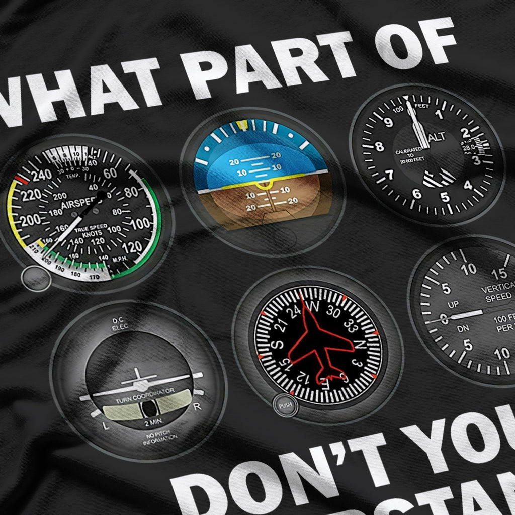 Funny Pilot Art, Aviation Airline Pilot Instruments T-Shirt