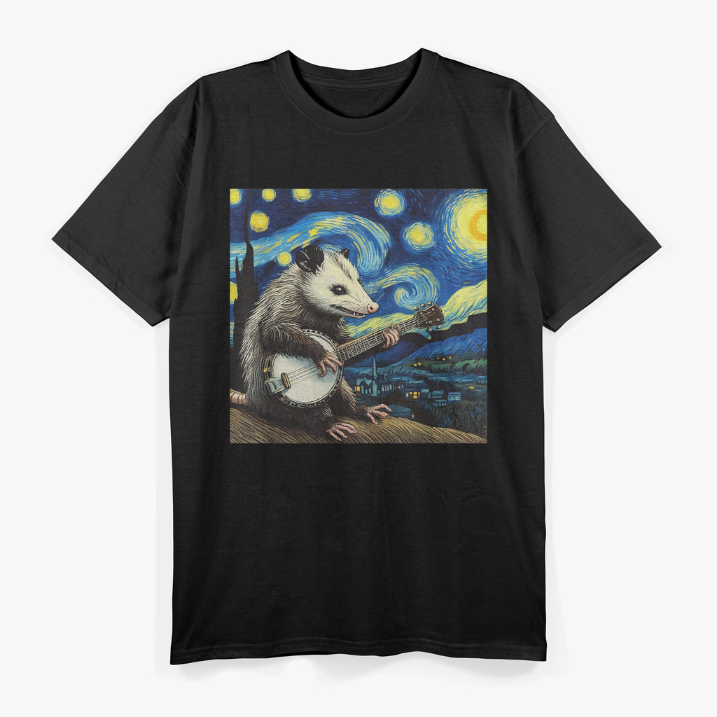 Starry Night Opossum Playing Banjo T-Shirt