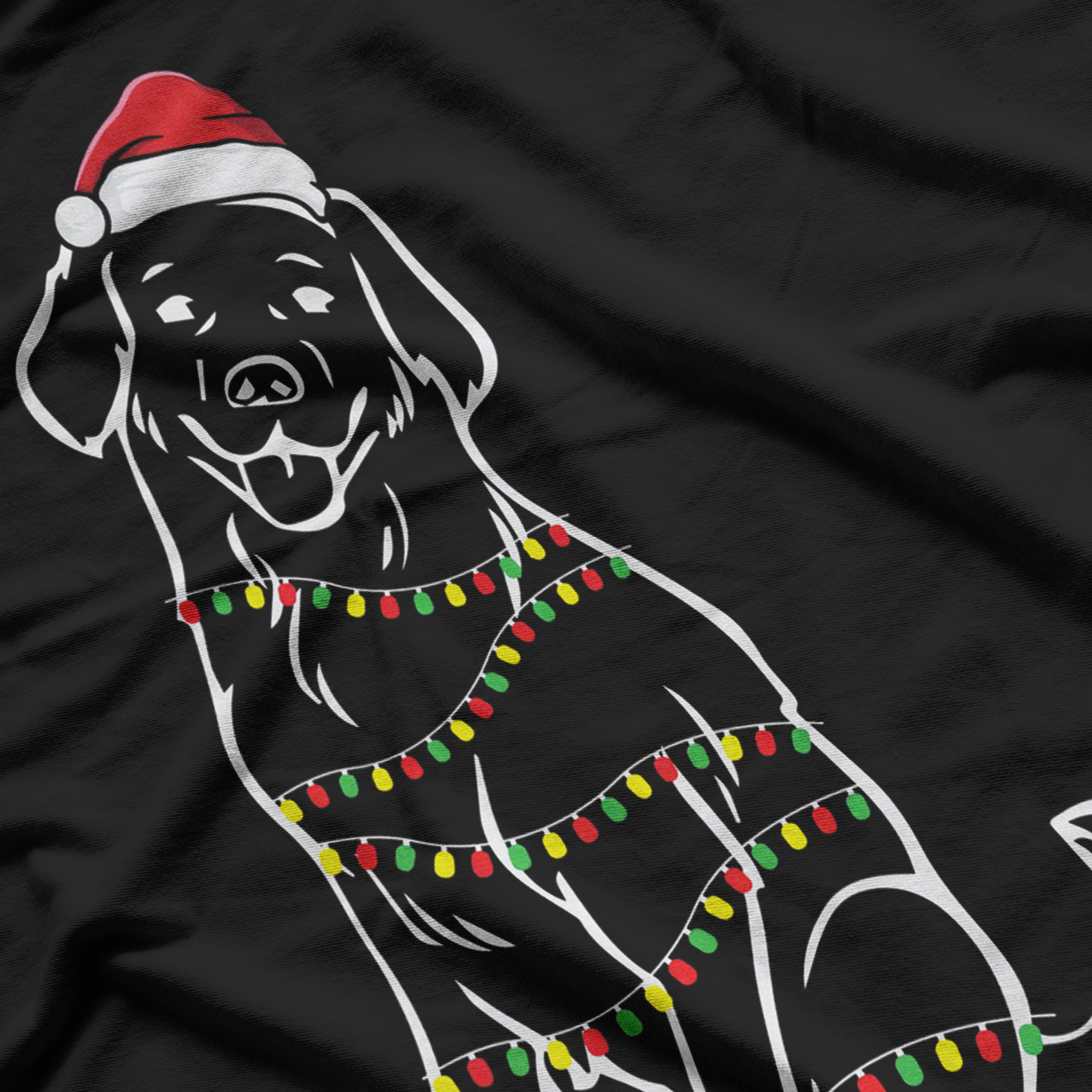 Funny Xmas Lighting Santa Hat Golden Retriever Dog Christmas T-Shirt