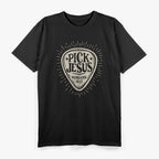 Guitar Pick Jesus Christian Music Guitarist Pastor Retro T-Shirt