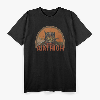 Aim High, Fly Fast: Cat Pilot Fighter Jet T-Shirt