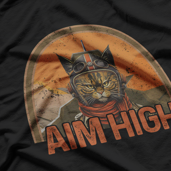 Aim High, Fly Fast: Cat Pilot Fighter Jet T-Shirt