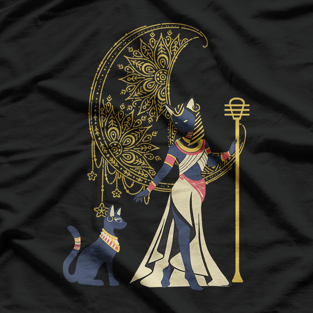 Ancient Egyptian Cat Goddess – Crescent Moon Egypt Mythology T-Shirt