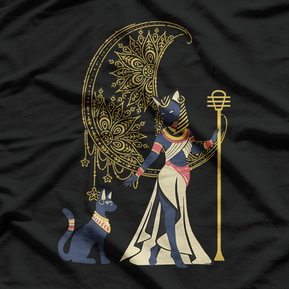 Ancient Egyptian Cat Goddess – Crescent Moon Egypt Mythology T-Shirt