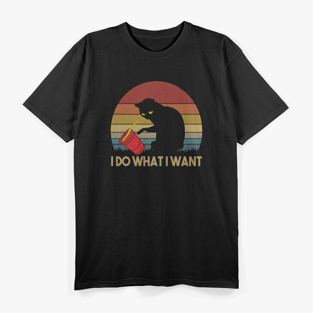 Cat I Do What I Want Sunset Red Cup Funny Cat T-Shirt