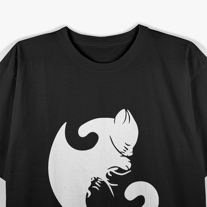 Cat Yin Yang Balance Black and White T-Shirt