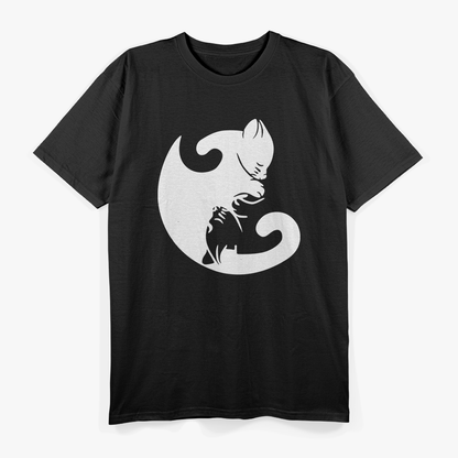 Cat Yin Yang Balance Black and White T-Shirt