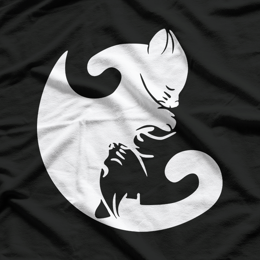 Cat Yin Yang Balance Black and White T-Shirt