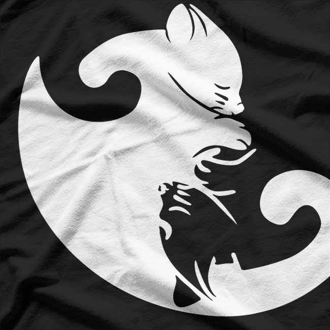 Cat Yin Yang Balance Black and White T-Shirt