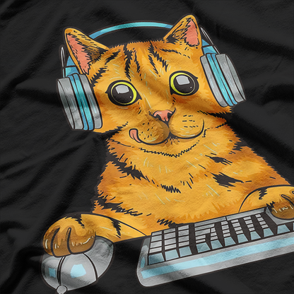 Cute Gamer Cat Funny Computer Game Enthusiast T-Shirt