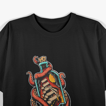 Octopus and Clipper in a Bottle Art T-Shirt