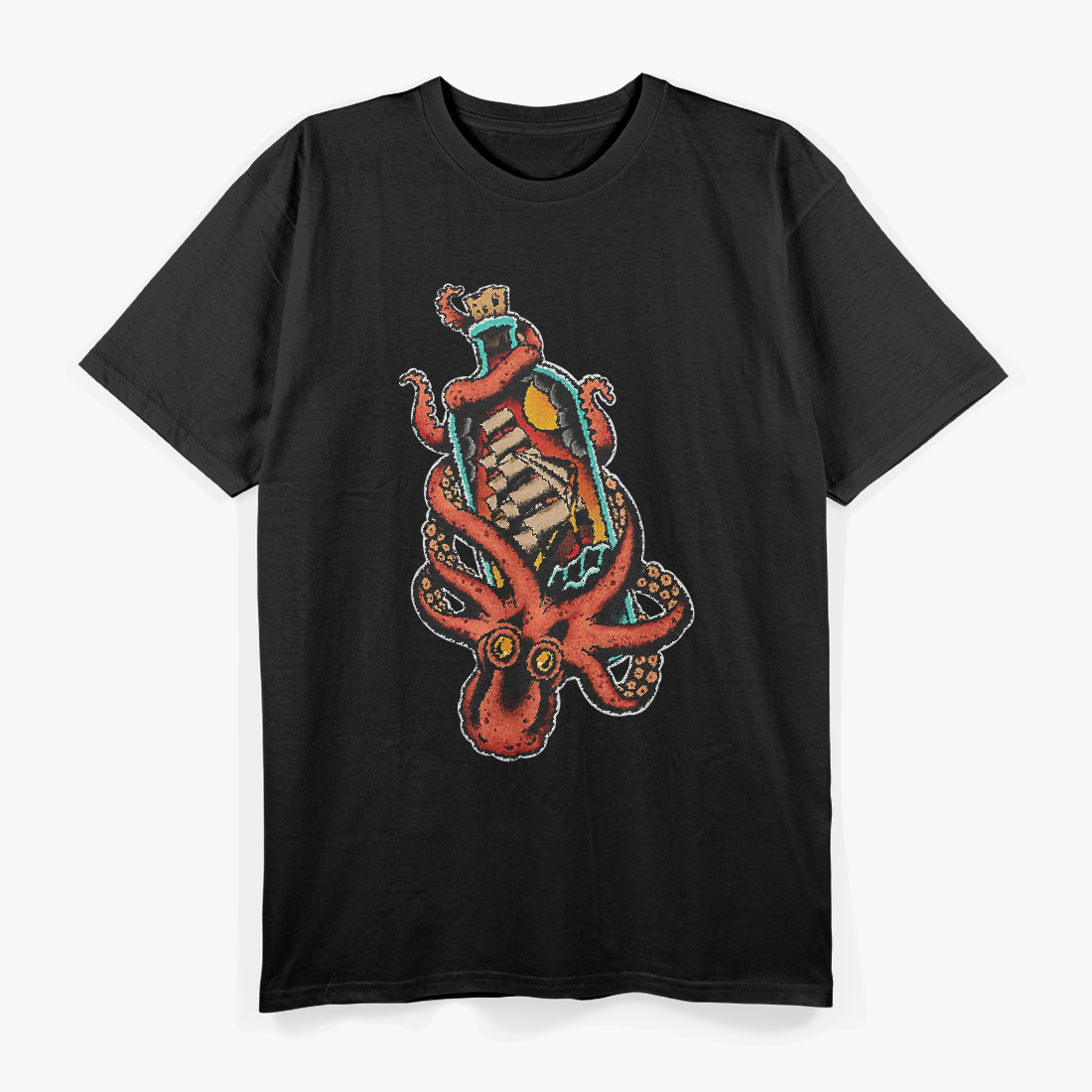 Octopus and Clipper in a Bottle Art T-Shirt