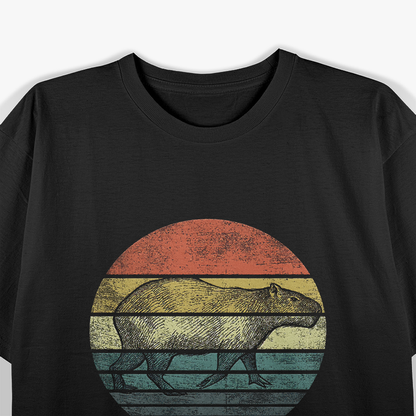 Retro Sunset Capybara Silhouette - Animal Lover Vintage T-Shirt