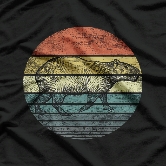 Retro Sunset Capybara Silhouette - Animal Lover Vintage T-Shirt