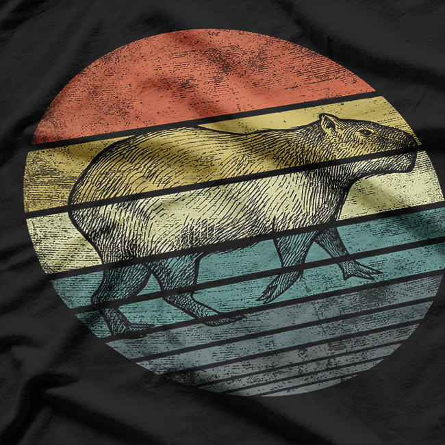 Retro Sunset Capybara Silhouette - Animal Lover Vintage T-Shirt