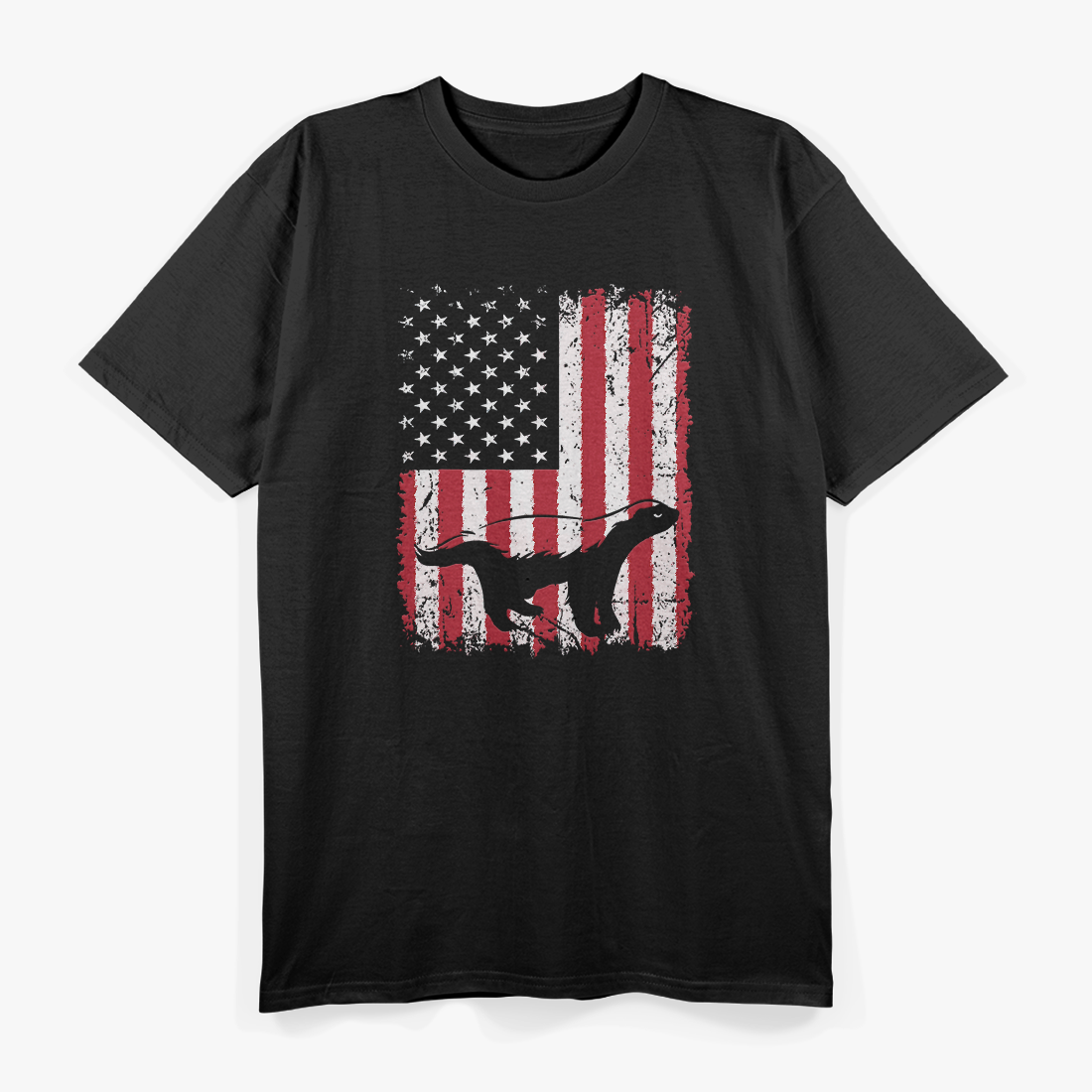 Vintage Honey Badger American Flag Distressed Wildlife Lover T-Shirt