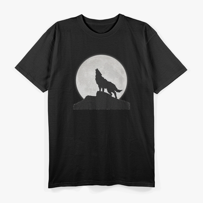 Wolf Howling at Moon – Retro Vintage Wildlife T-Shirt