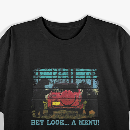 Camping Retro Vintage ‘Hey Look, A Menu’ Funny Wilderness Bear T-Shirt