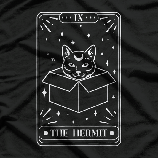 Cat Hermit Tarot Card - Witchy Astrology and Occult Cat Lover T-Shirt